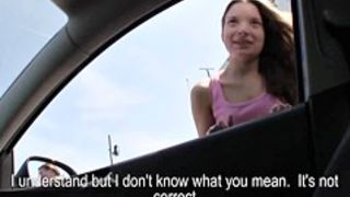 Legal Age Teenager hitchhiker receives cunt drilled in public and receives jizzed